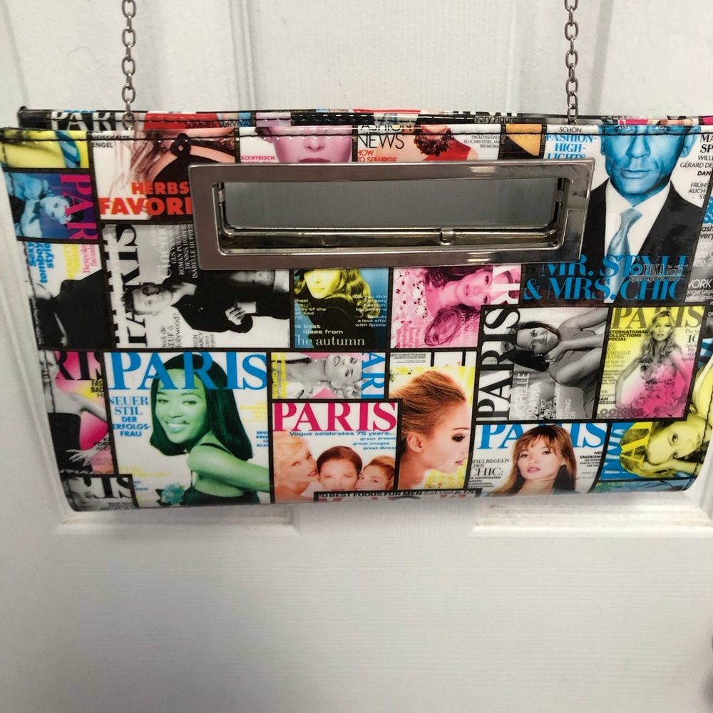 Fashion Magazine Cover Collage Chain Clutch - Multicolor - Picture 2 of 16